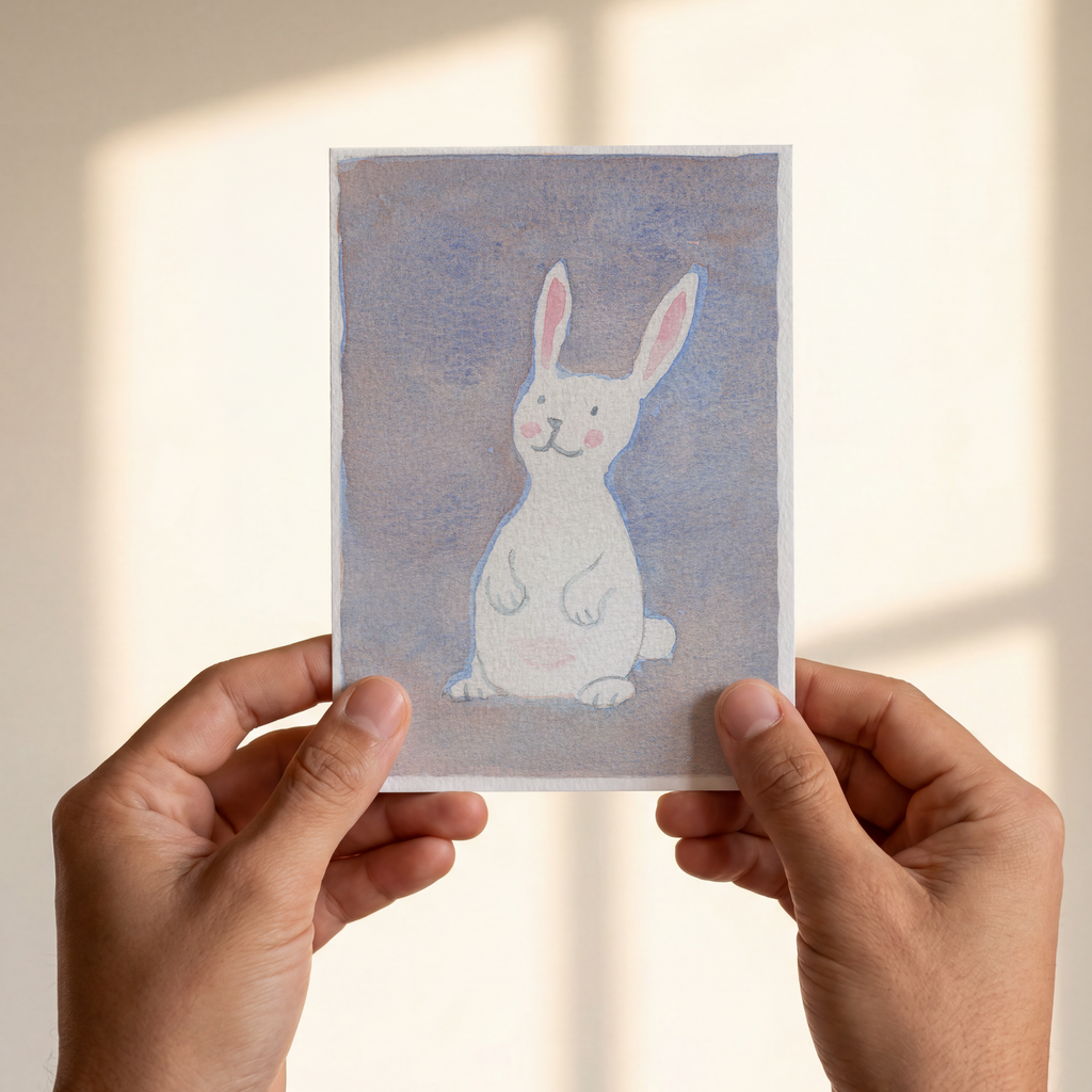 kaart, greetingcard, met lief konijn, studio springer