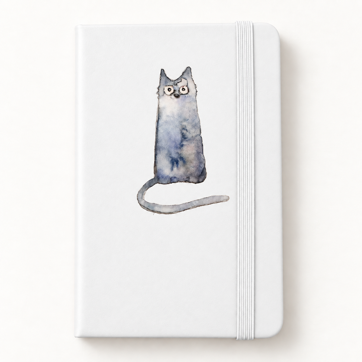 wit gelinieerd notitieboekje met blauwe kat / studio springer