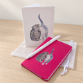 Cadeau set – notitieboekje en kaart, kroelende katten