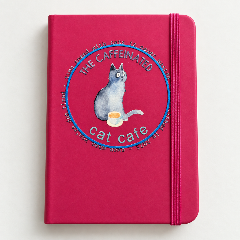 roze notitieboekje met blauwe kat, blanco pagina's, / studio springer