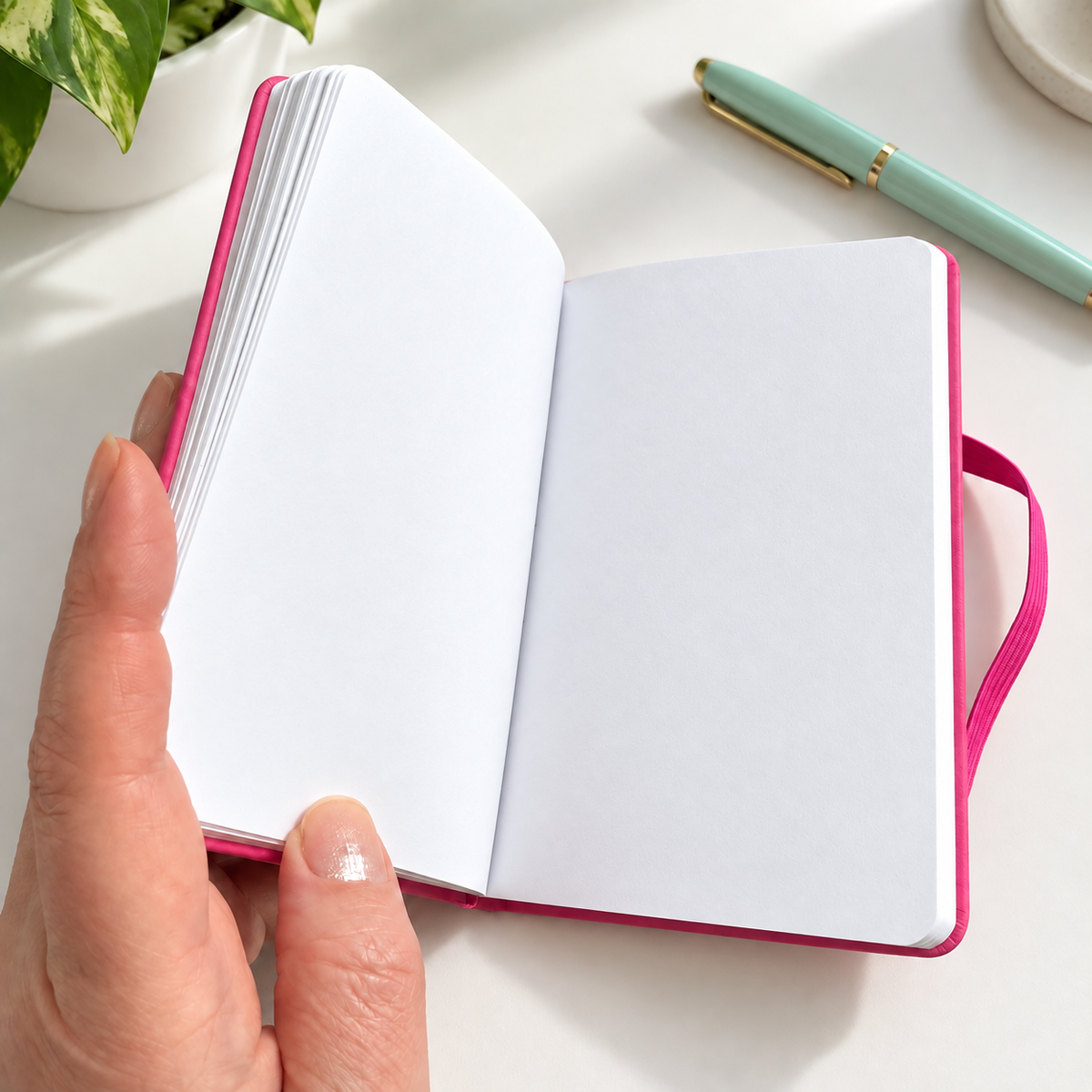A6-notitieboek met teckel / dachshund en alpinopet - fuchsia