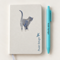 wit notitieboekje A6, met blauwe kat, gelinieerde pagina's, / studio springer