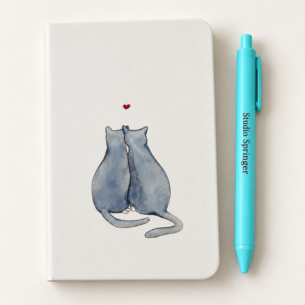 cadeauset voor katten liefhebbers – wit gelinieerd  notitieboekje met kaart
