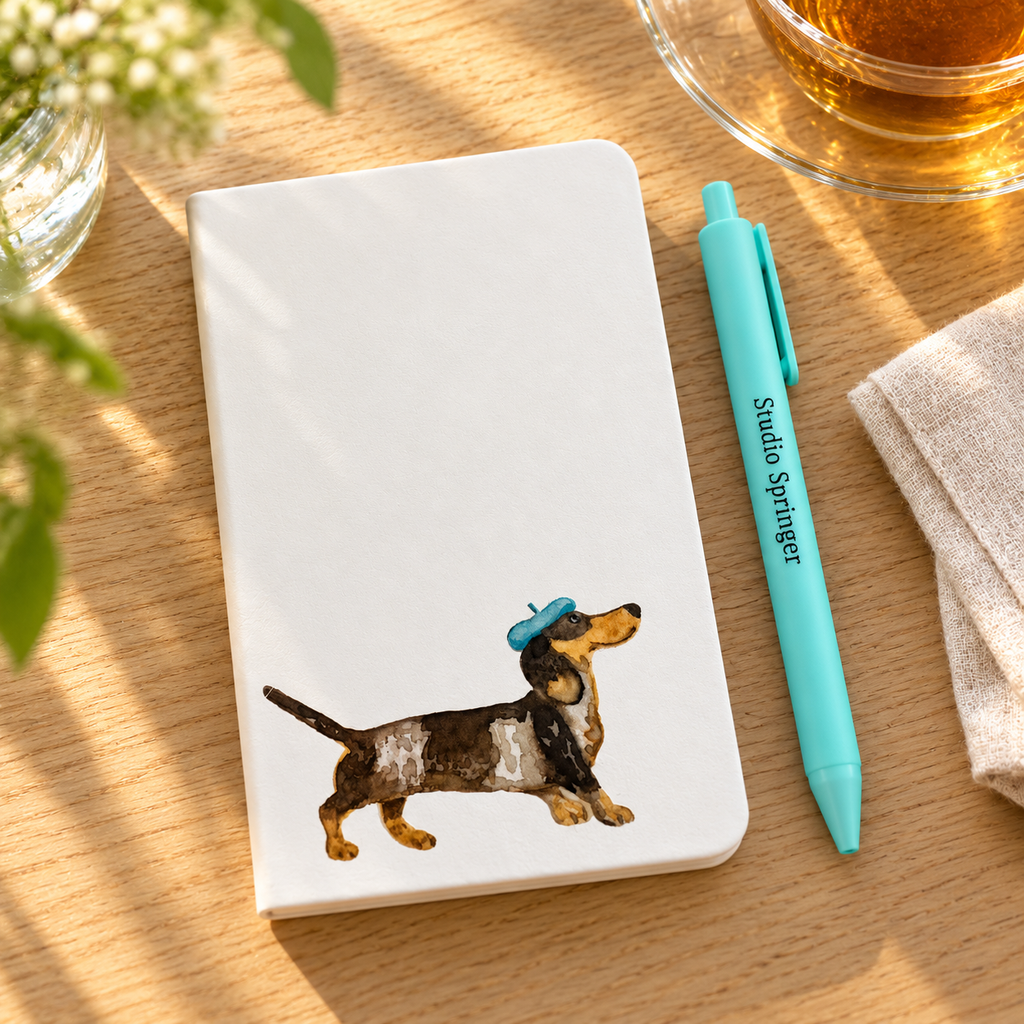 A6-notitieboek met teckel / dachshund en alpinopet