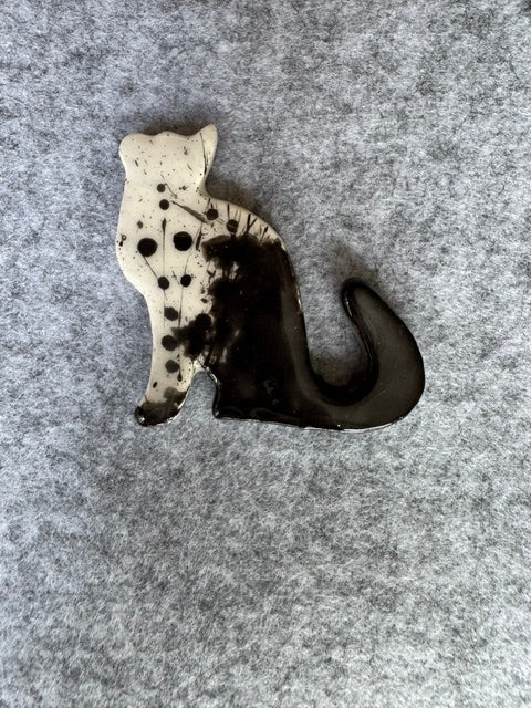 Keramieken Broche - Kat - Zwart-Wit (prijs per stuk)