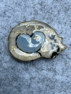 Keramieken broche - Kat hart (prijs per stuk)
