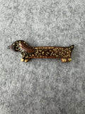Keramieken broche - Teckel goud gespikkeld