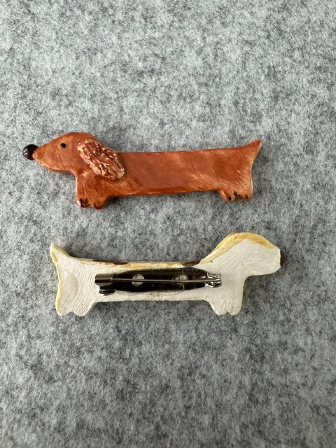 Keramieken broche - Teckel vos