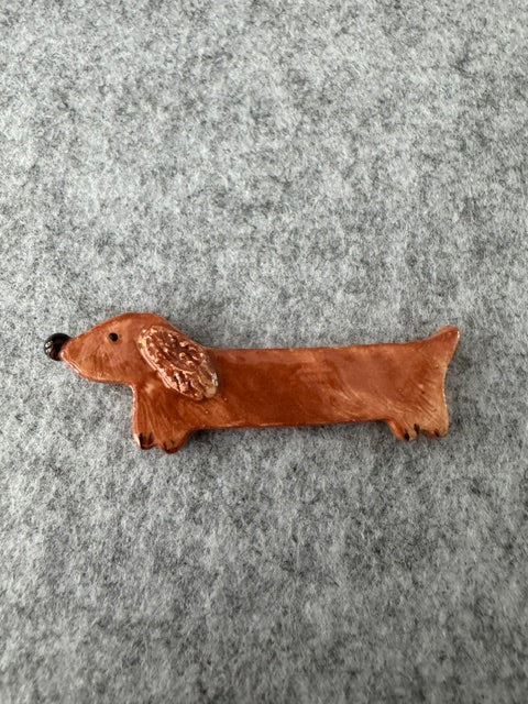 Keramieken broche - Teckel vos