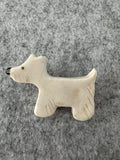 Keramieken broche - Scottie terriër wit