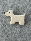 Keramieken broche - Scottie Terriër  wit