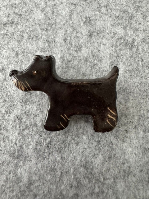Keramieken broche - Scottie terriër zwart