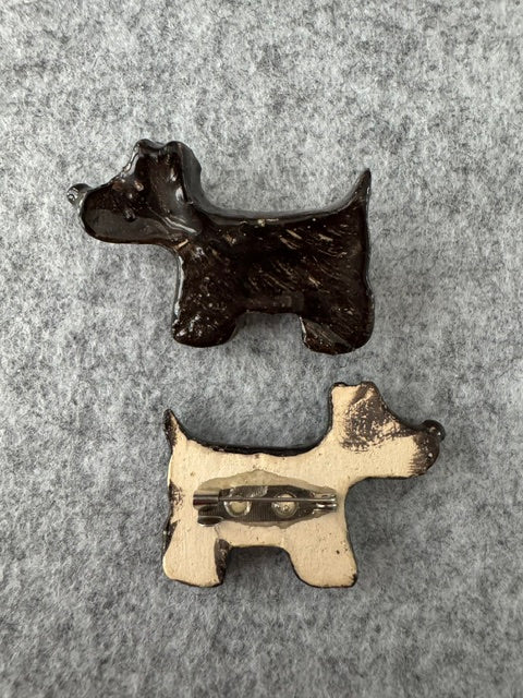 Keramieken broche - Scottie terriër zwart