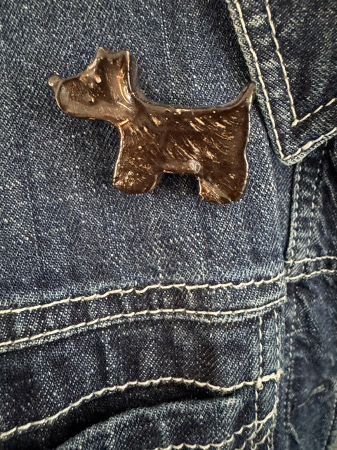 Keramieken broche - Scottie terriër zwart