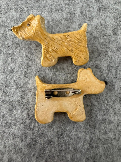 Keramieken broche - Scottie  terriër blond