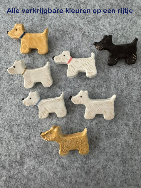 Keramieken broche - Scottie  terriër blond