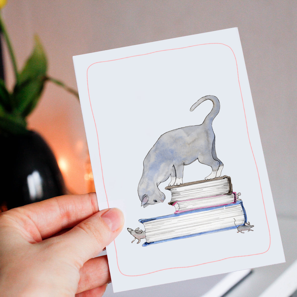 Blauwe Kattenkaart | Blauwe Rus & Britse Korthaar | Studio Springer - book lover