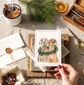 Hondenkaart | zilveren labrador en een blonde labrador in een kerstkrans / Vrolijke Honden Illustratie | Studio Springer