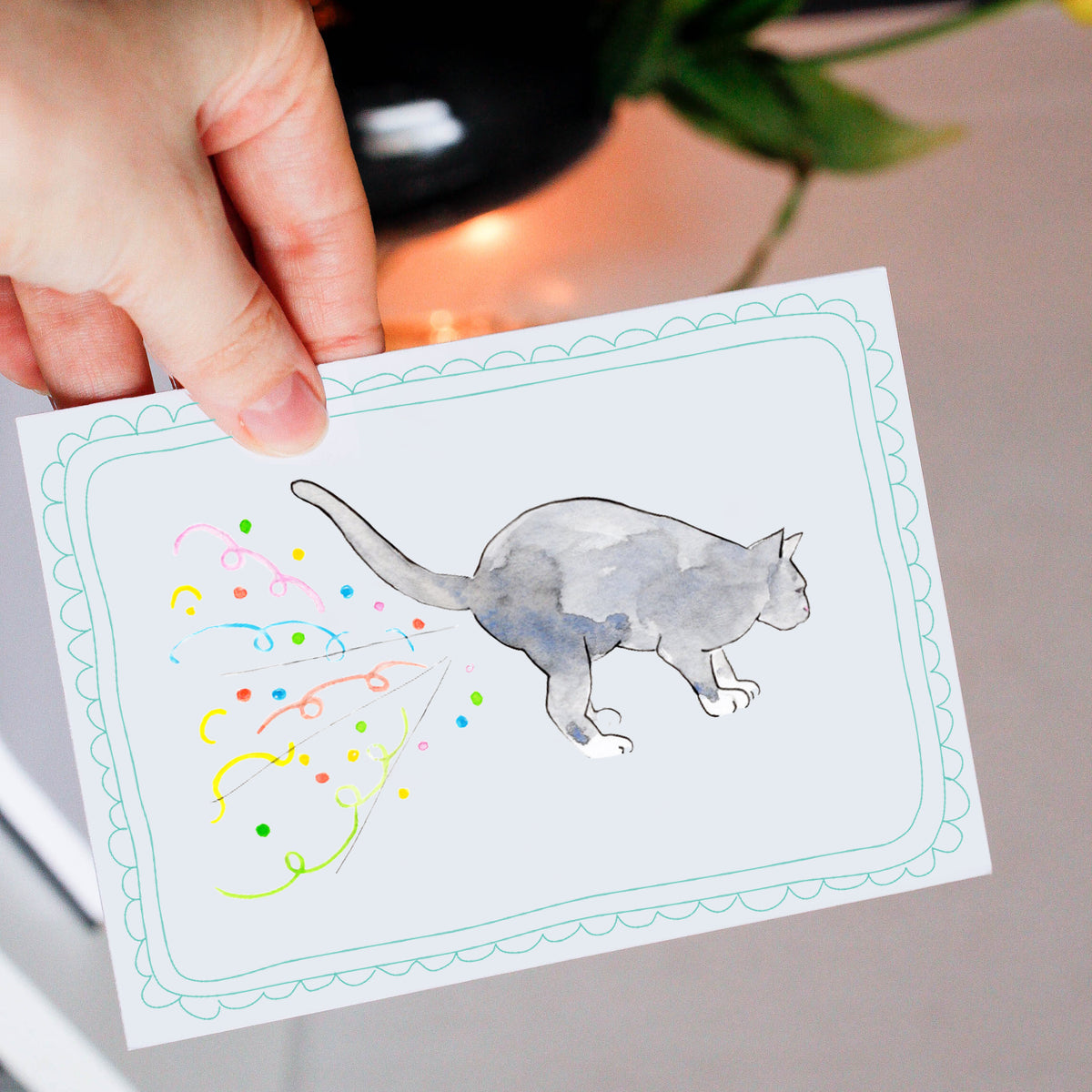 Blauwe Kattenkaart | Blauwe Rus & Britse Korthaar | Studio Springer - confettie