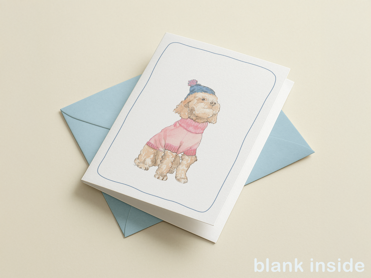 Hondenkaart | maltipoo met muts / doodle /Vrolijke Honden Illustratie | Studio Springer